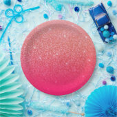 グリッターグラデーションピンク ペーパープレート (パーティー)