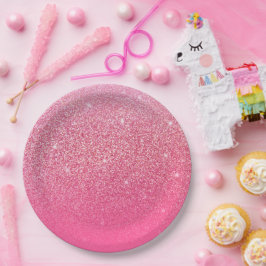 グリッターグラデーションピンク ペーパープレート