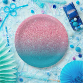 グリッターグラデーションピンク ペーパープレート (パーティー)