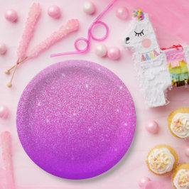 グリッターグラデーションピンク ペーパープレート