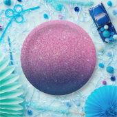 グリッターグラデーションピンク ペーパープレート (パーティー)