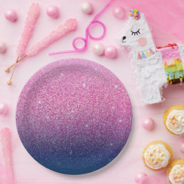 グリッターグラデーションピンク ペーパープレート