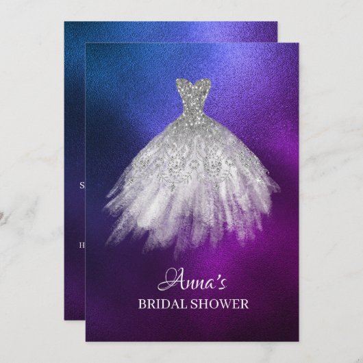 *~*グリッターグラデーションブライダルシャワーガウンブライダルドレス 招待状 (正面/裏面)