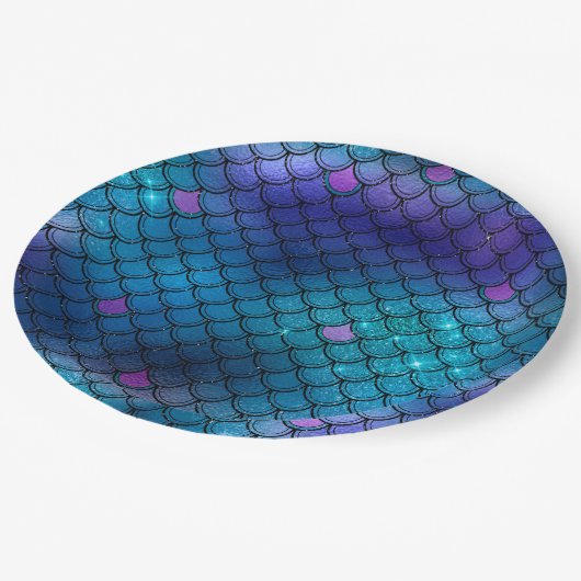 グリッターグラデーションマーメイドはかりで測 ペーパープレート (アングル)