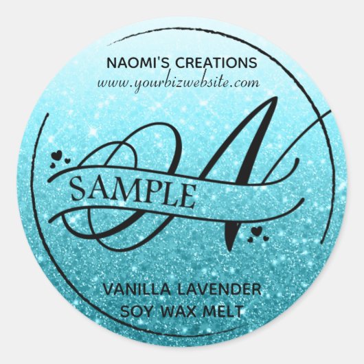 グリッターグラデーションモノグラムNサンプル製品 ラウンドシール (正面)