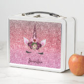 グリッターグラデーション一角獣スパークルかわいい メタルランチボックス (インサイチュ)