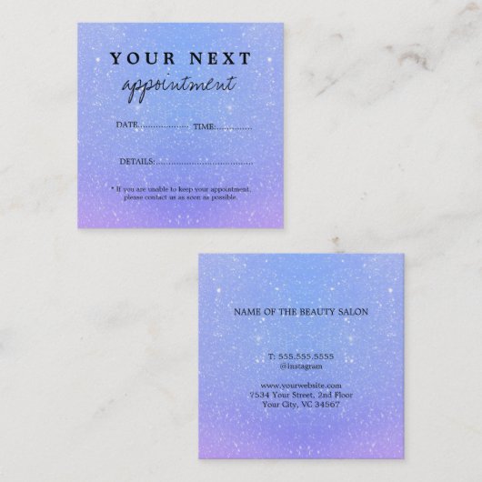 グリッターグラデーション美しいサロン 予約カード (正面/裏面)