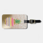 グリッターグラデーション《写真》ぼけ味ストライプの,パイナップル ラゲッジタグ (正面横)