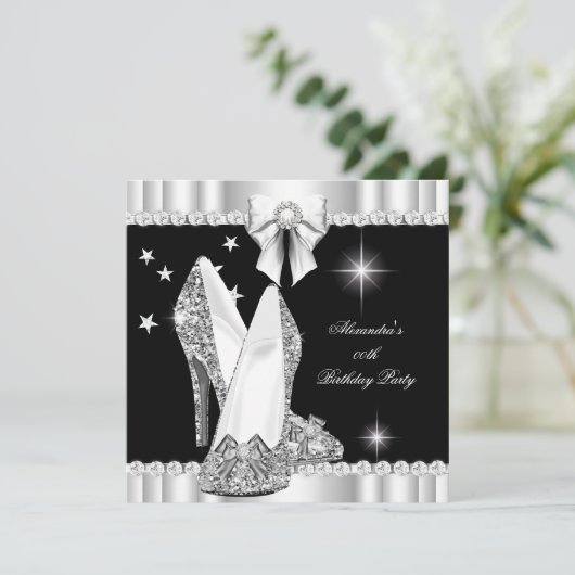 グリッターグラマーエレガントハイハイハイヒール銀黒2 招待状 (スタンド正面)