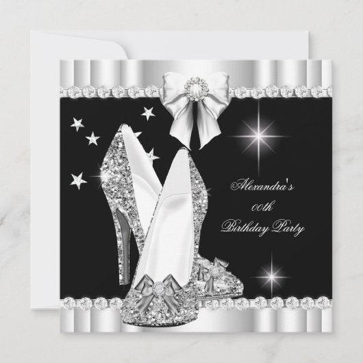 グリッターグラマーエレガントハイハイハイヒール銀黒2 招待状 (正面)