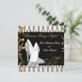 グリッターグラマーパーティーナイトシルバー金ゴールドハイヒール 招待状 (スタンド正面)