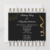 グリッターグラマーパーティーナイトシルバー金ゴールドハイヒール 招待状 (裏面)