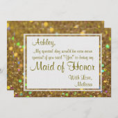 グリッターグラムが私のメイド・オブ・オーナー（花嫁付き添い人） 招待状 (正面/裏面)