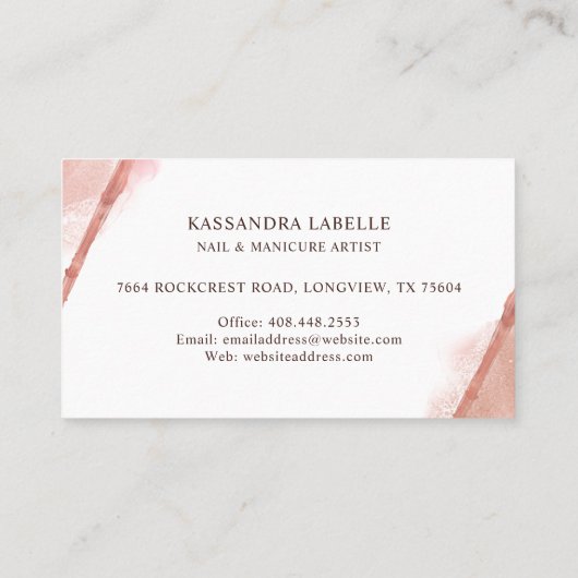 グリッターグラムエレガントネイルアートハンズマニキュアサロン 名刺 (裏面)