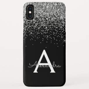 グリッターグラムシルバーブラックラグジュアリーモノグラム iPhone XS MAXケース