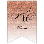 グリッターグラムスウィート16バラ金ゴールドグリッター誕生日 バンティングフラッグ (第1の旗)