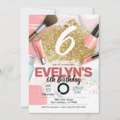 グリッターグラムスパパーティの招待状またはパンパーパーティー 招待状 (正面)