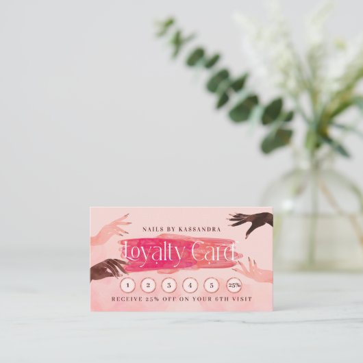 グリッターグラムネイルアートマニキュアサロンロイヤリティカード 名刺 (スタンド正面)