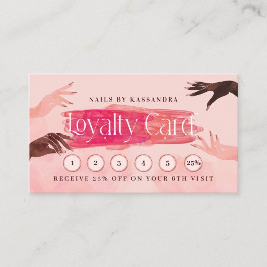 グリッターグラムネイルアートマニキュアサロンロイヤリティカード 名刺 (正面)