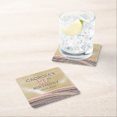 グリッターグラムバラ金ゴールド誕生日 スクエアペーパーコースター (インサイチュ)