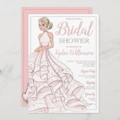 グリッターグラムブロンドブライドブライダルシャワー 招待状 (正面/裏面)