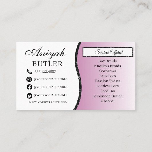 グリッターグラムモダンヘア編みサロン 名刺 (裏面)