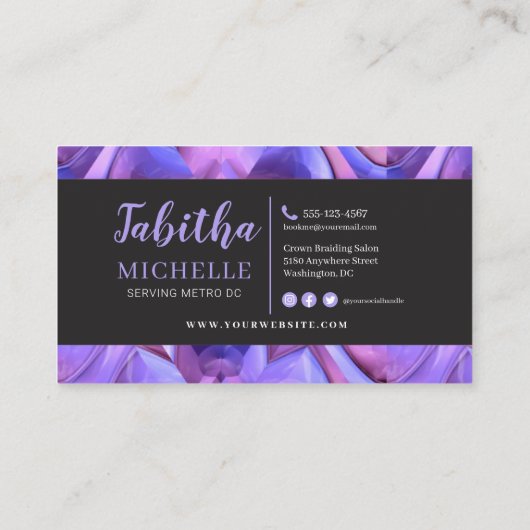 グリッターグラム抽象芸術モダンヘアブレイディングサロンB 名刺 (裏面)