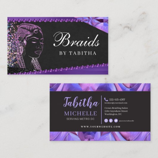 グリッターグラム抽象芸術モダン編みサロン 名刺 (正面/裏面)
