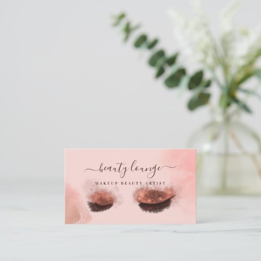 グリッターグラム美しいメイクアップアーティストまつげとリップ 名刺 (スタンド正面)