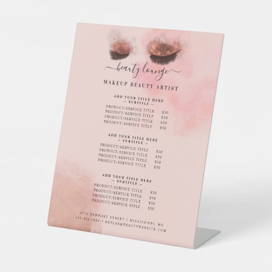 グリッターグラム美しいメイクアップアーティストサービス一覧 台座サイン (正面)