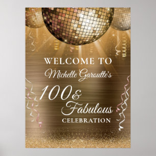 グリッターグラム100と素晴らしい金ゴールドディスコボール ポスター