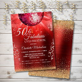 グリッターグラム50と素晴らしいレッドディスコボール 招待状