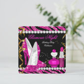 グリッターグラモールナイトゼブラ深いピンク金ゴールドブラック2 招待状 (スタンド正面)