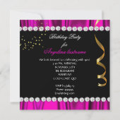 グリッターグラモールナイト深いピンク金ゴールドブラックパーティー2 招待状 (裏面)