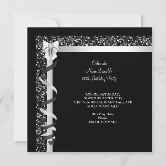 グリッターグラモールハイハイヒールトシルバーブラックシャンパン2 招待状 (裏面)