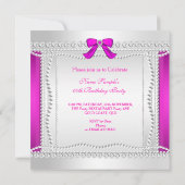 グリッターグラモールホットピンクハイヒールパールパーティー2 招待状 (裏面)