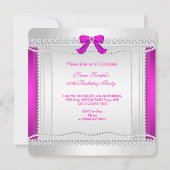 グリッターグラモールホットピンクハイヒールパールパーティー 招待状 (裏面)