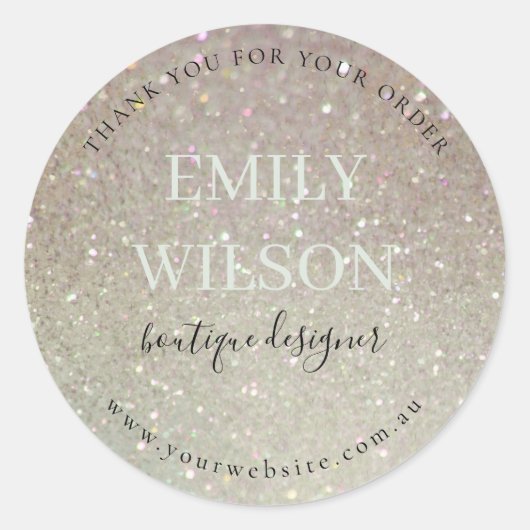 グリッターグリーンピンクアクアご注文ありがとうございます ラウンドシール (正面)