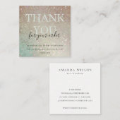 グリッターグリーンピンクアクア光沢ありがとうご注文 スクエア名刺 (正面/裏面)