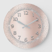 グリッターグレーバラ金ゴールドナンバーズ赤面美しいルクス ラージ壁時計 (正面)