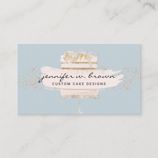 グリッターケーキフローラ赤面ブルー 名刺 (正面)