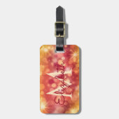 グリッターコガーリーーラルオレンジ《写真》ぼけ味イニシャルモノグラム ラゲッジタグ (正面縦)