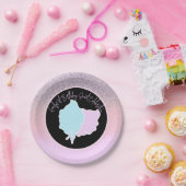 グリッターコットンキャンディバースデーパーティピンクブルー ペーパープレート (パーティー)