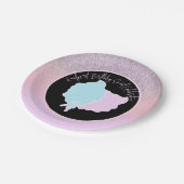 グリッターコットンキャンディバースデーパーティピンクブルー ペーパープレート (アングル)