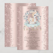 グリッターコンフェッティベイビーディア フラワーズ ベイビーシャワー 招待状 (正面/裏面)