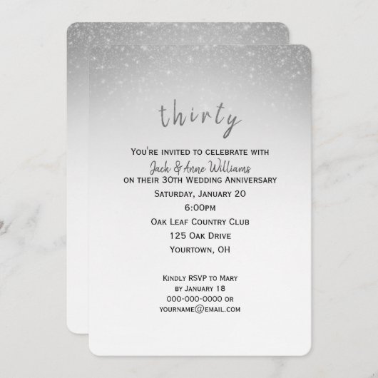 グリッターコンフェッティ 30周年結婚記念日 招待状 (正面/裏面)
