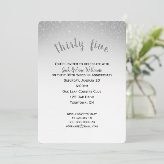 グリッターコンフェッティ 35周年結婚記念日 招待状 (スタンド正面)