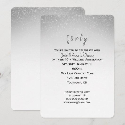 グリッターコンフェッティ 40周年結婚記念日 招待状 (正面/裏面)