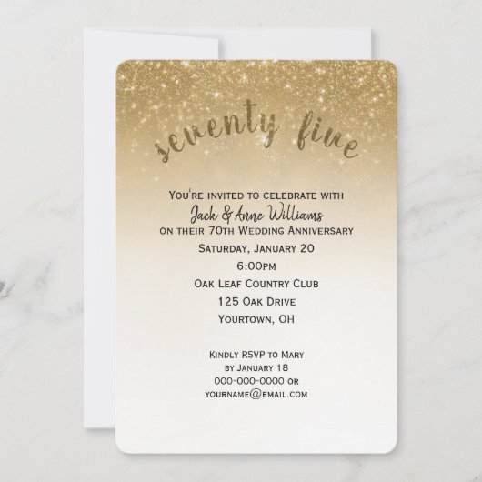 グリッターコンフェッティ 75周年 結婚記念日 招待状 (正面)