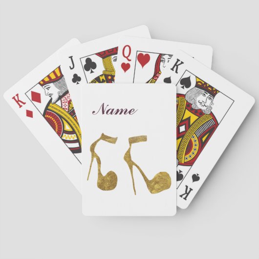 グリッターゴールデンハイヒールシューズ トランプ (裏面)